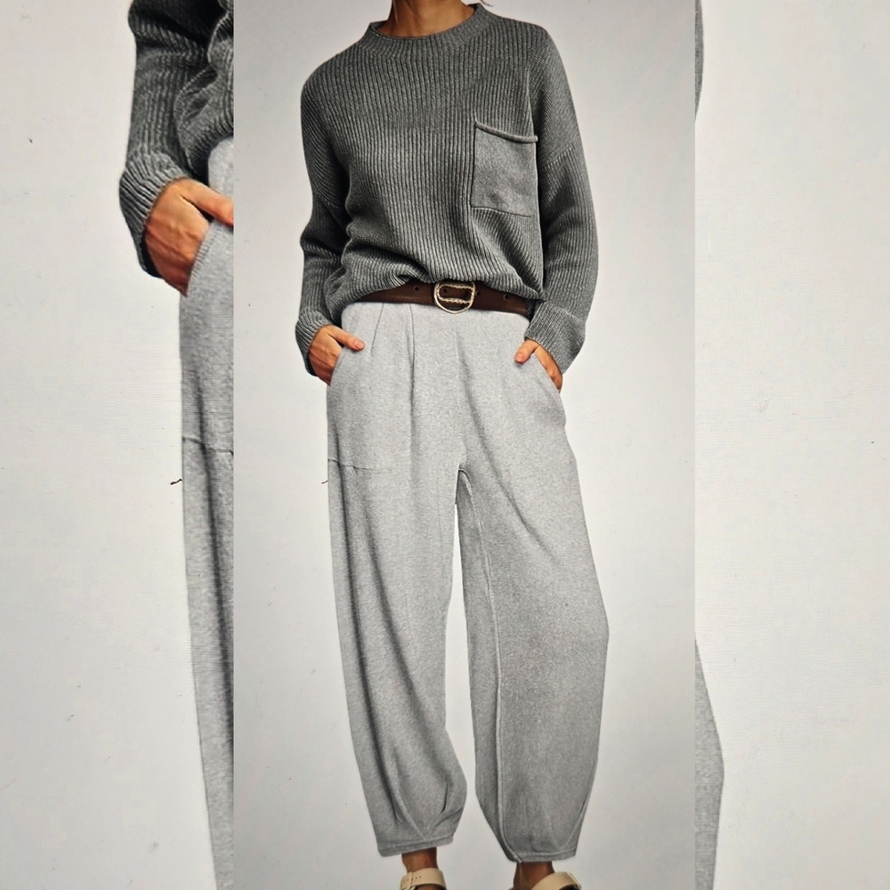 Gray Women's Set: Pants & Sweater (L)